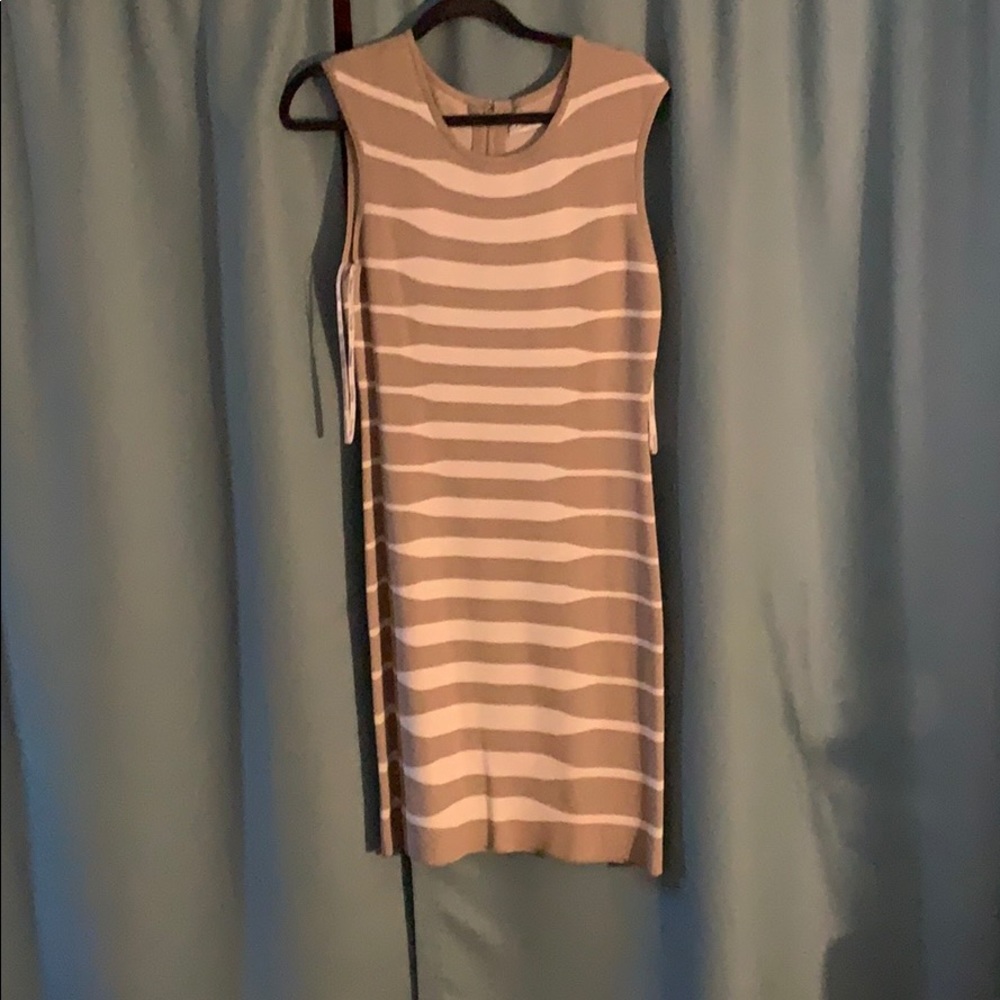 Calvin Klein Beige / white dress